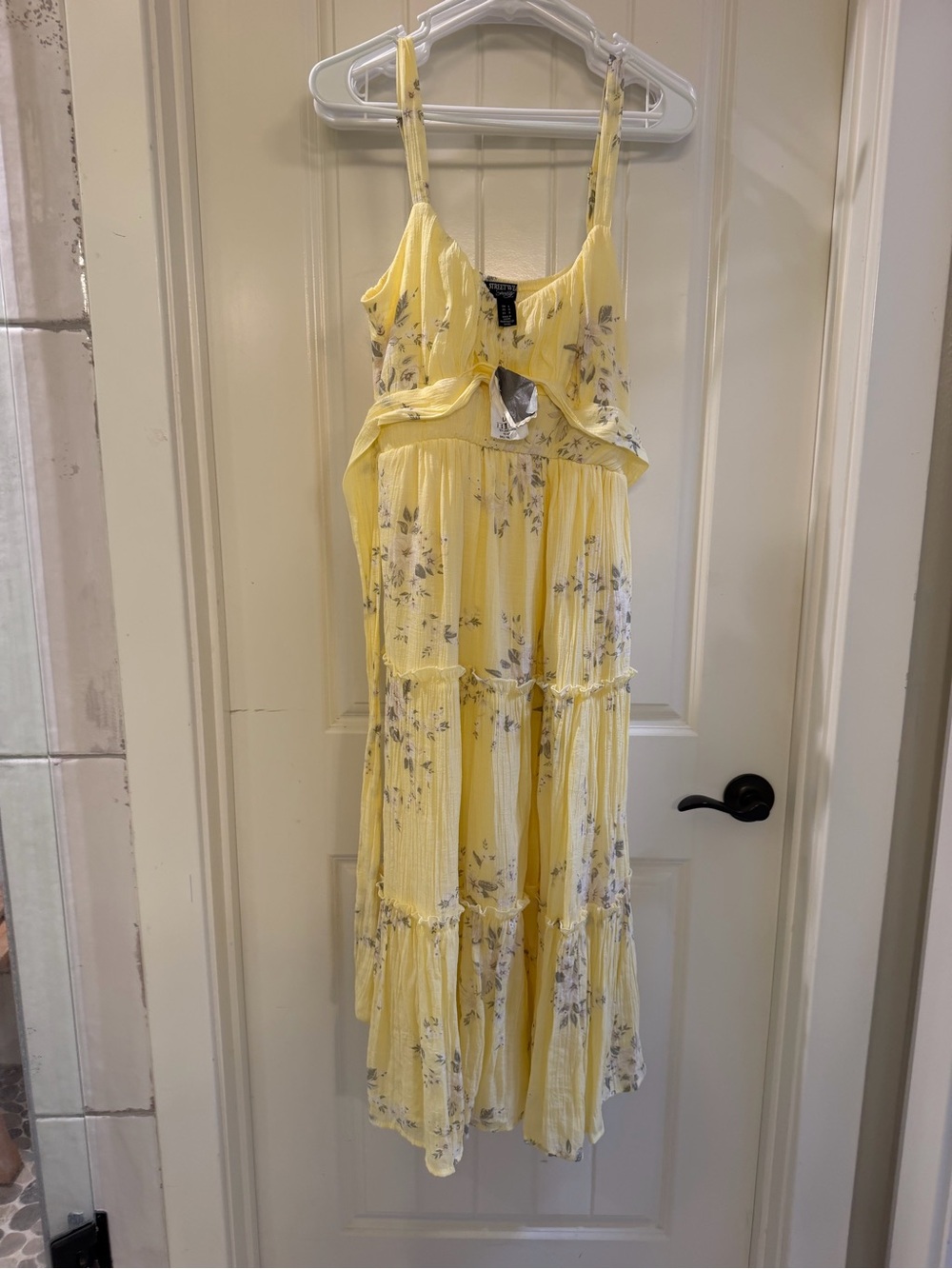 Street Wear Yellow Floral Tiered Sundress - size large. New with tags